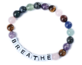 TRAUMA SUPPORT | PTSD Gemstone Bracelet, Crystal Healing, Panic Attacks, Anxiety, Breathe