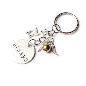 Always Hand Stamped Silver Doe & Snitch Keychain