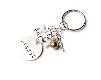 Always Hand Stamped Silver Doe & Snitch Keychain
