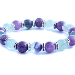 CALMING | Empath Protection Bracelet, Purple Quartzite & Fluorite
