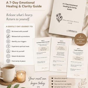 Emotional Reset Workbook, Self Healing Journal, 7 Day Guided Wellness Journal, Self Care Printable, Digital Download PDF