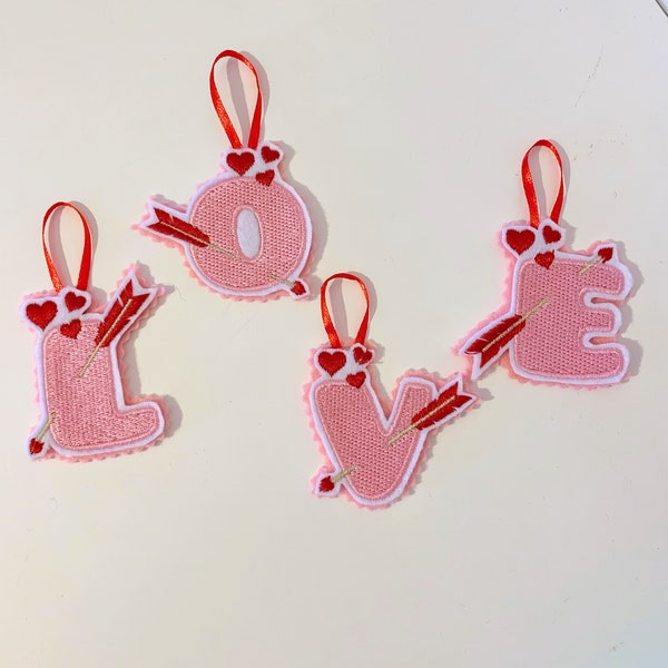 Personalised Dangly hanging Love letter Decoration / valentines / day /  twig tree hanger / twiggy / Heart / pink