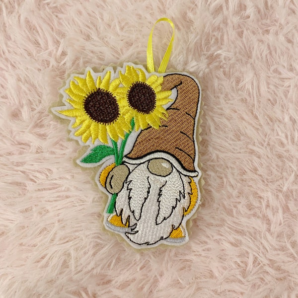 Hanging Sunflower Gonk / gnome / pastel / pink / tree / decoration / ornament / shabby chic