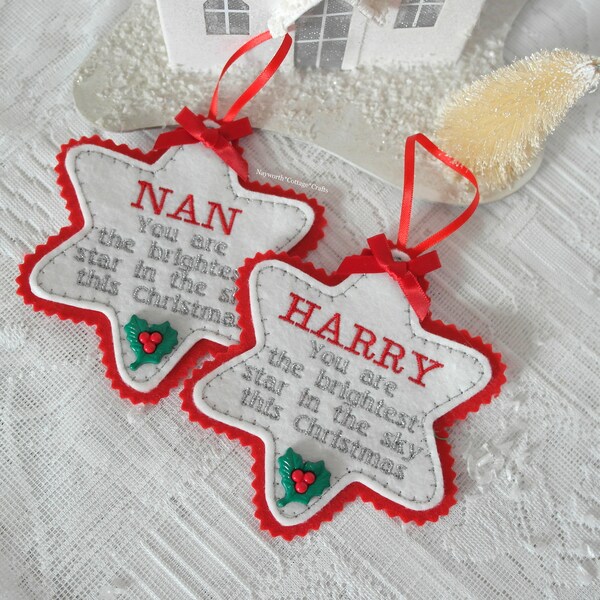 Hanging Christmas tree heaven star remembrance personalised