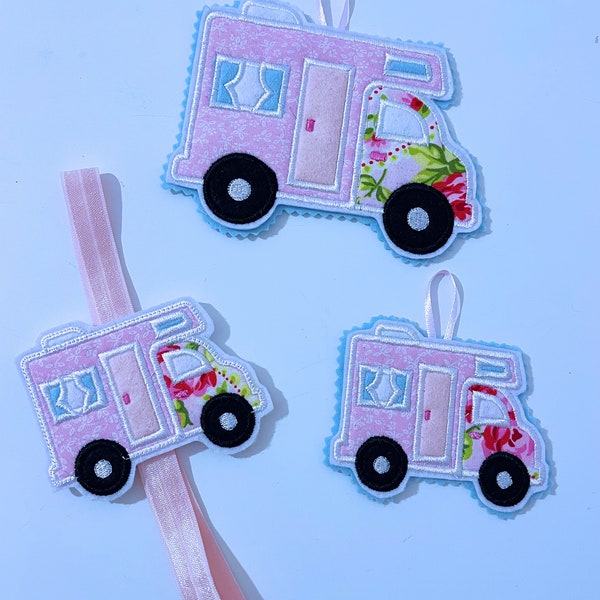 Personalised Fabric Hanging motor home / RV / camper / house / cottage / applique / raw edge / shabby chic / caravan / camping
