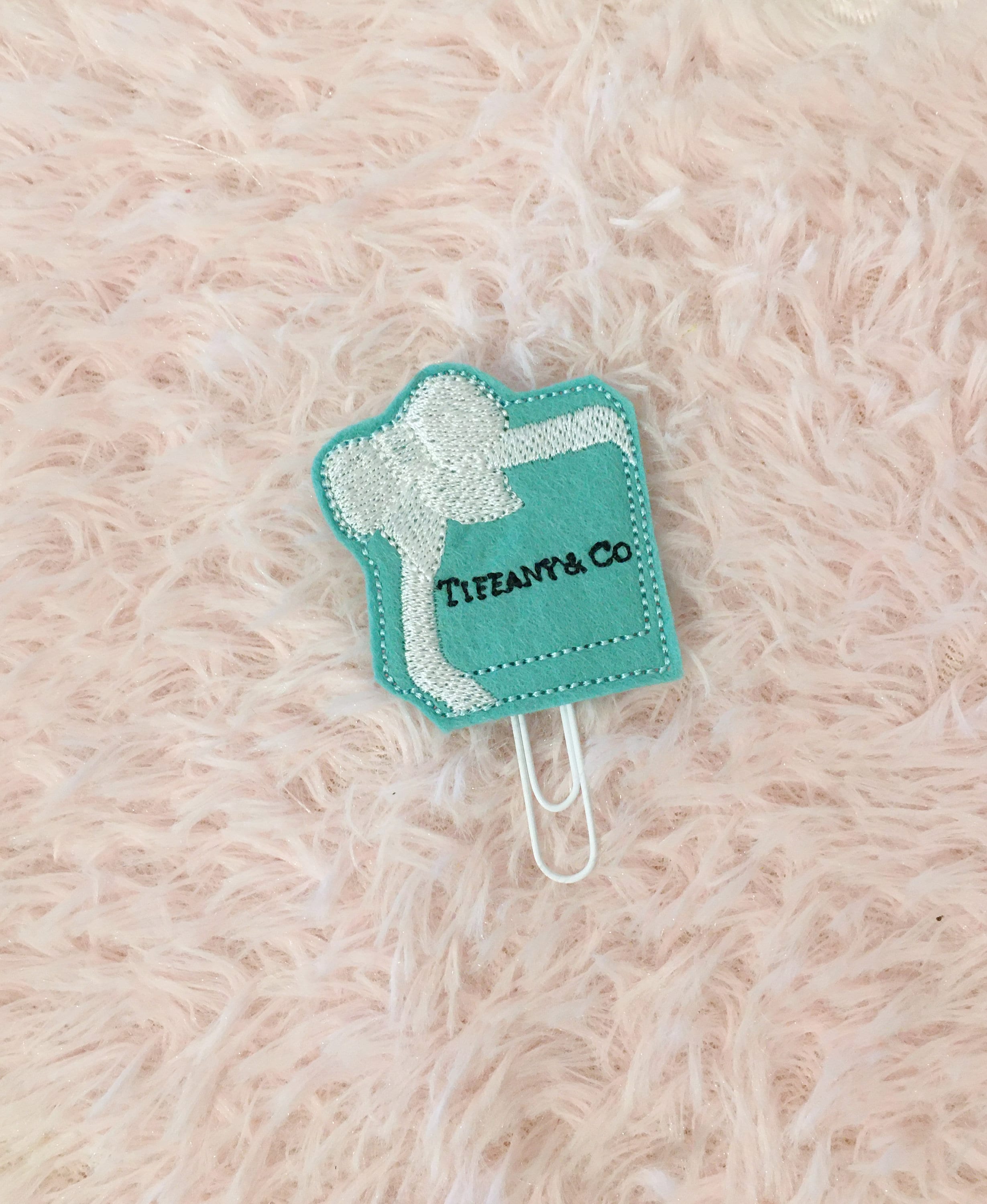 デザイナーブルーボックスプランナーペーパークリップ / 刺繍 / 日記 