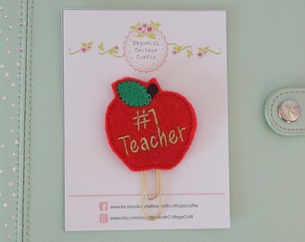 Teacher apple planner paper clip band charm Embroidery diary kawaii