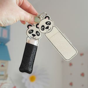 Panda chap stick case chapstick or usb holder Key Ring fob keyring embroidery bag charm