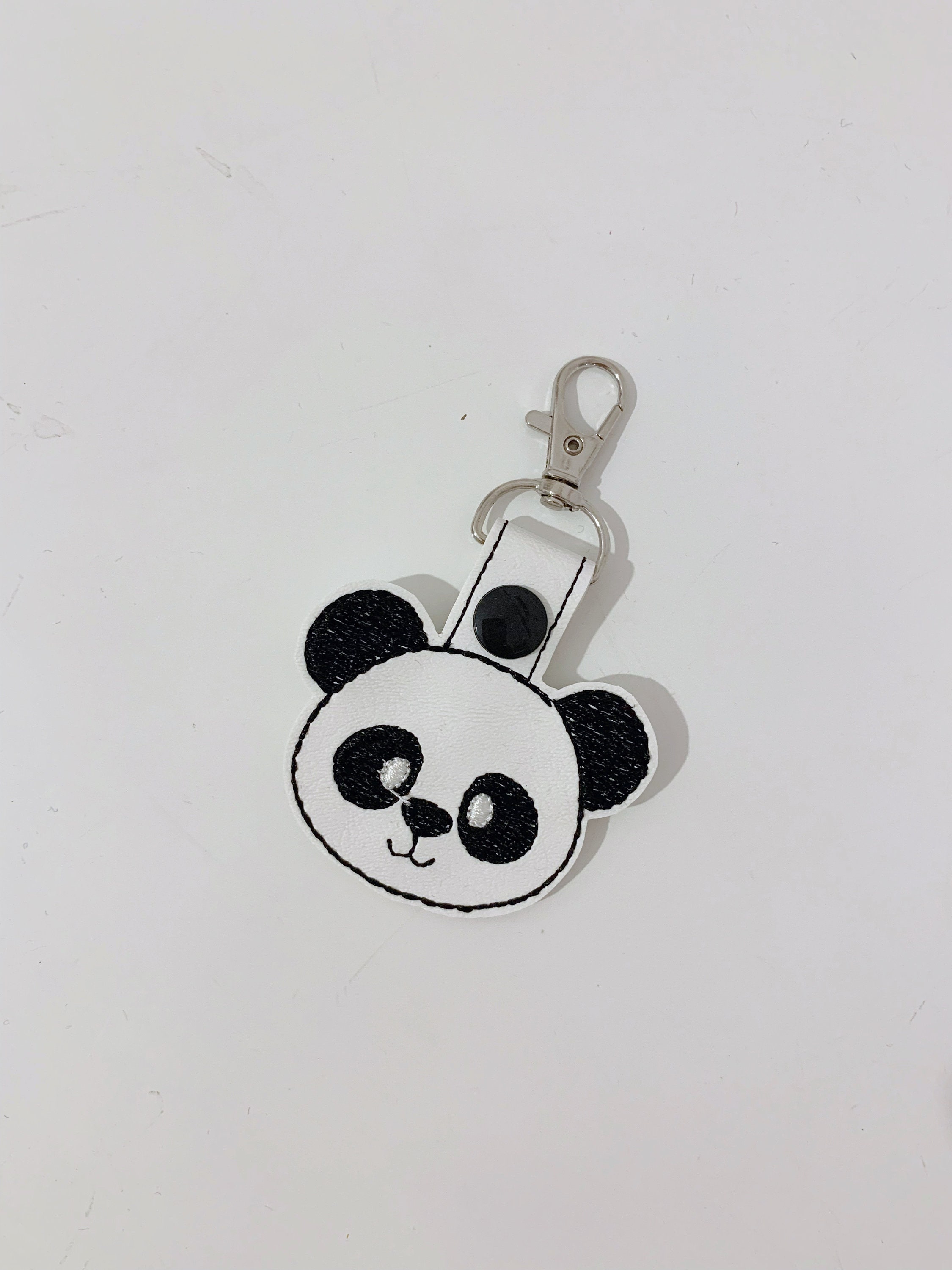 Cute panda Key Ring / fob / keyring / embroidery / bag charm / planner charm
