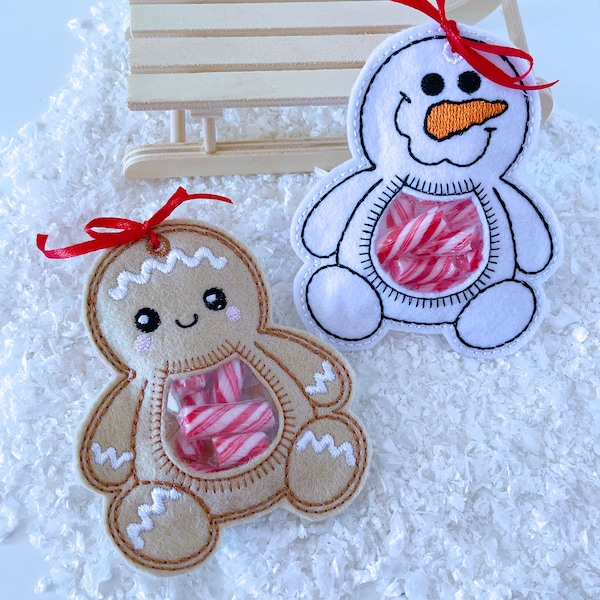 Christmas treat bag Gingerbread or snowman / sweet / candy bag /