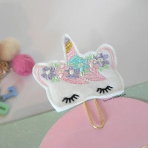 Cute unicorn planner paper clip charm Embroidery diary kawaii