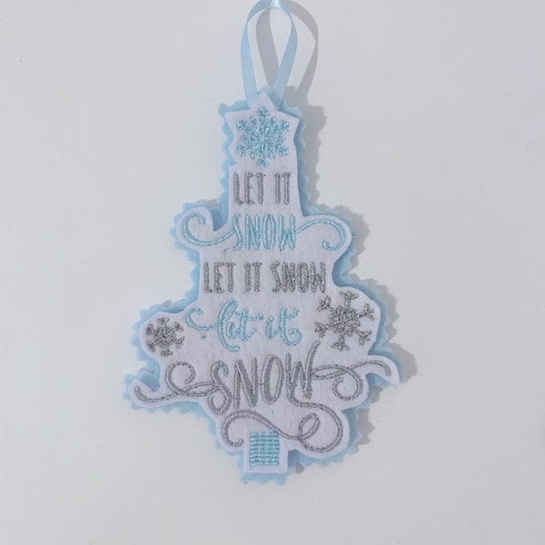 Hanging Let it snow christmas felt decoration pastel / pink / twig / tree / decoration / ornament / handmade / traditional