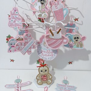 Navidad colgante Vintage Santa claus pastel / rosa / ramita / árbol / decoración / bandeja escalonada / Papá Noel imagen 3