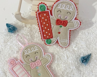 Christmas Hanging baking gingerbread man sign felt decoration pastel / tiered tray / ornament / handmade / traditional