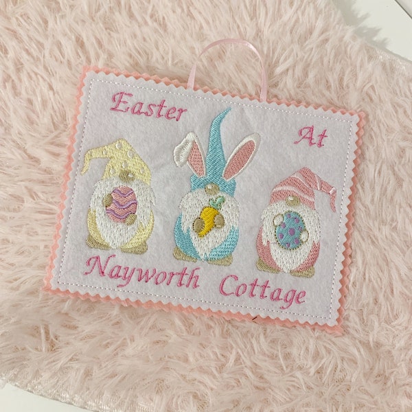 Personalised Easter hanging Pastel Gonk sign / gnome / pastel / pink / tree / decoration / ornament / shabby chic