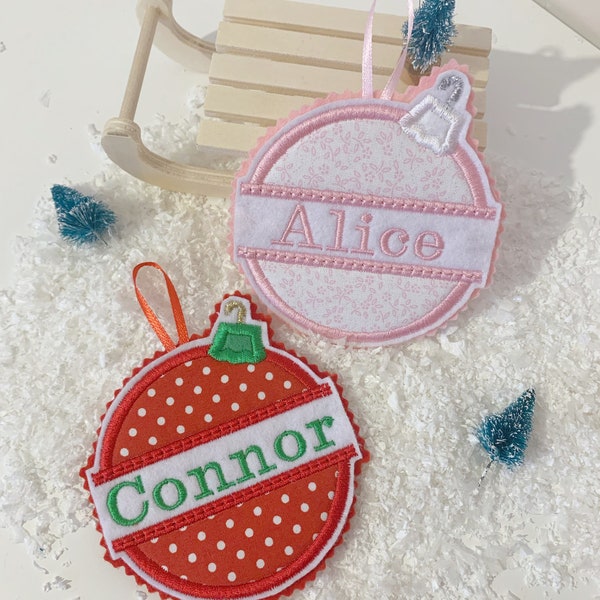 Personalised Christmas Hanging bauble felt decoration pastel / tiered tray / ornament / handmade / traditional