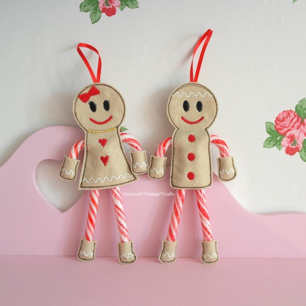 Hanging Christmas tree candy cane gingerbread holder personalised personalized