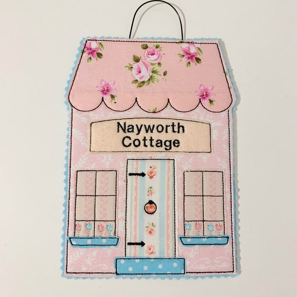 Personalised Fabric Hanging cottage / house / cottage / applique / raw edge