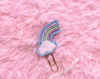 Rainbow cloud planner paper clip / charm / Embroidery / kikkik / diary / cleaning / laundry / hinch / hinched