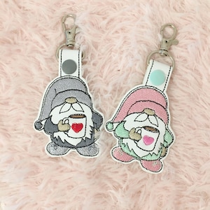 Cute Chocolate drinking Gonk Gnome key ring / bag charm / planner / Embroidery / diary / kawaii