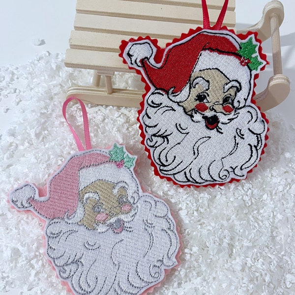 Navidad colgante Vintage Santa claus pastel / rosa / ramita / árbol / decoración / bandeja escalonada / Papá Noel