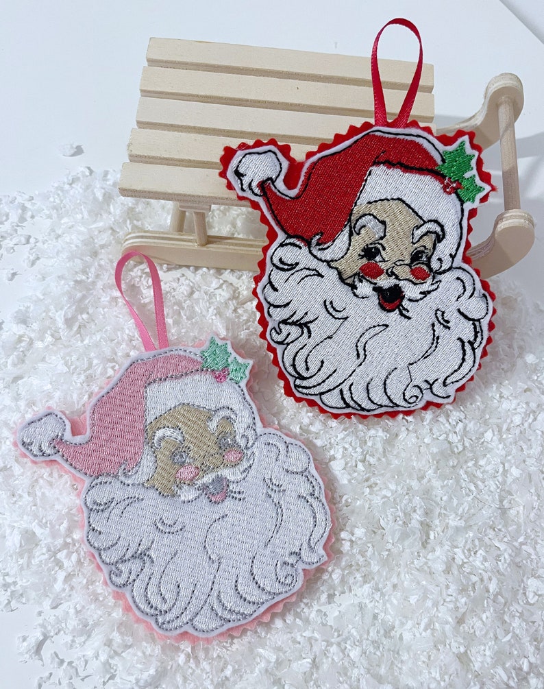Navidad colgante Vintage Santa claus pastel / rosa / ramita / árbol / decoración / bandeja escalonada / Papá Noel imagen 1