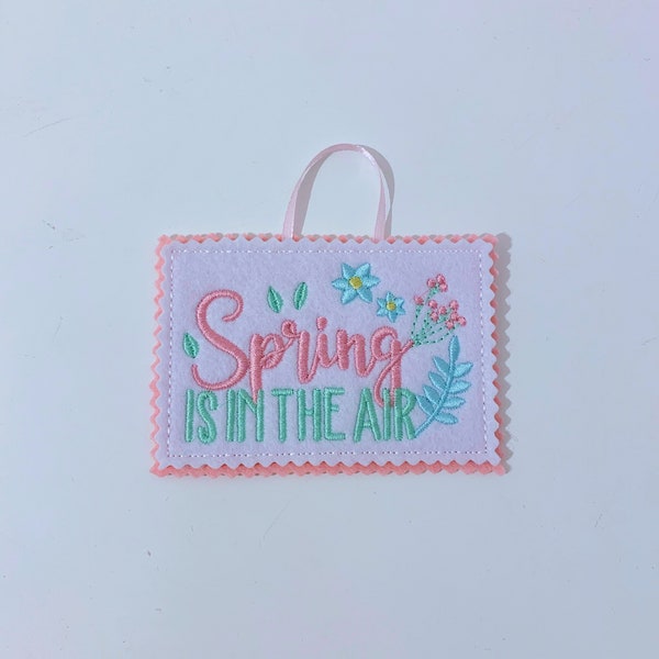 Hello Spring is in the air Decoration / gift tag /  twig tree hanger / twiggy / felt /flowers