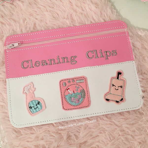 Cleaning Clip zipper pouch / case / zipper / embroidered / purse / pencil case / Personalised