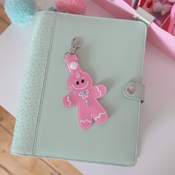 Pink gingerbread key ring / planner clip / christmas / travelers notebook / filofax charm