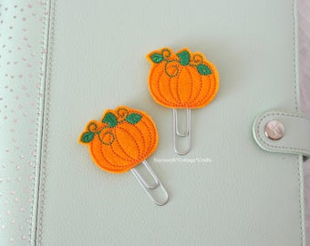 Halloween Pumpkin planner paper clip / charm / band /  Embroidery diary kawaii