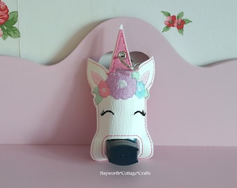 Unicorn Asthma pump inhaler case holder / Medical / Key Ring fob / embroidery / bag charm