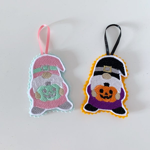 Halloween pumpkin Gonk gnome / web ghost hanging / tree / decoration / dangly ornament pink