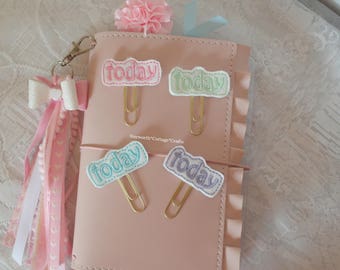 Today planner felt paper clip Embroidery / filofax / bookmark / travelers notebook / TN