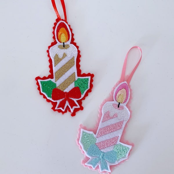 Christmas hanging Candle felt decoration pastel / pink / twig / tree / decoration / ornament / handmade / traditional
