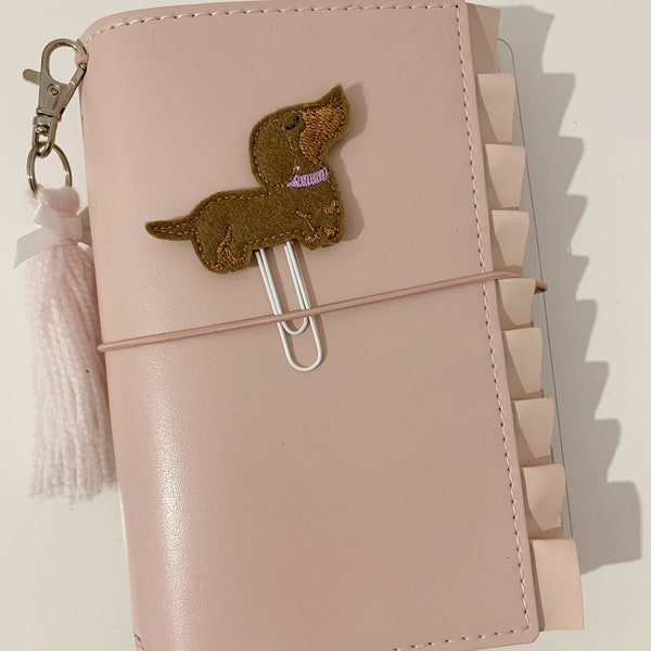 Sausage dog dachshund felt planner paper clip travelers notebook, filofax, kikkik, stationary