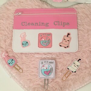 Cleaning Clip zipper pouch / case / zipper / embroidered / purse / pencil case / Personalised image 3