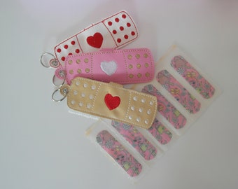 Plaster band aid case holder / Medical / Key Ring fob / embroidery / bag charm / bandage