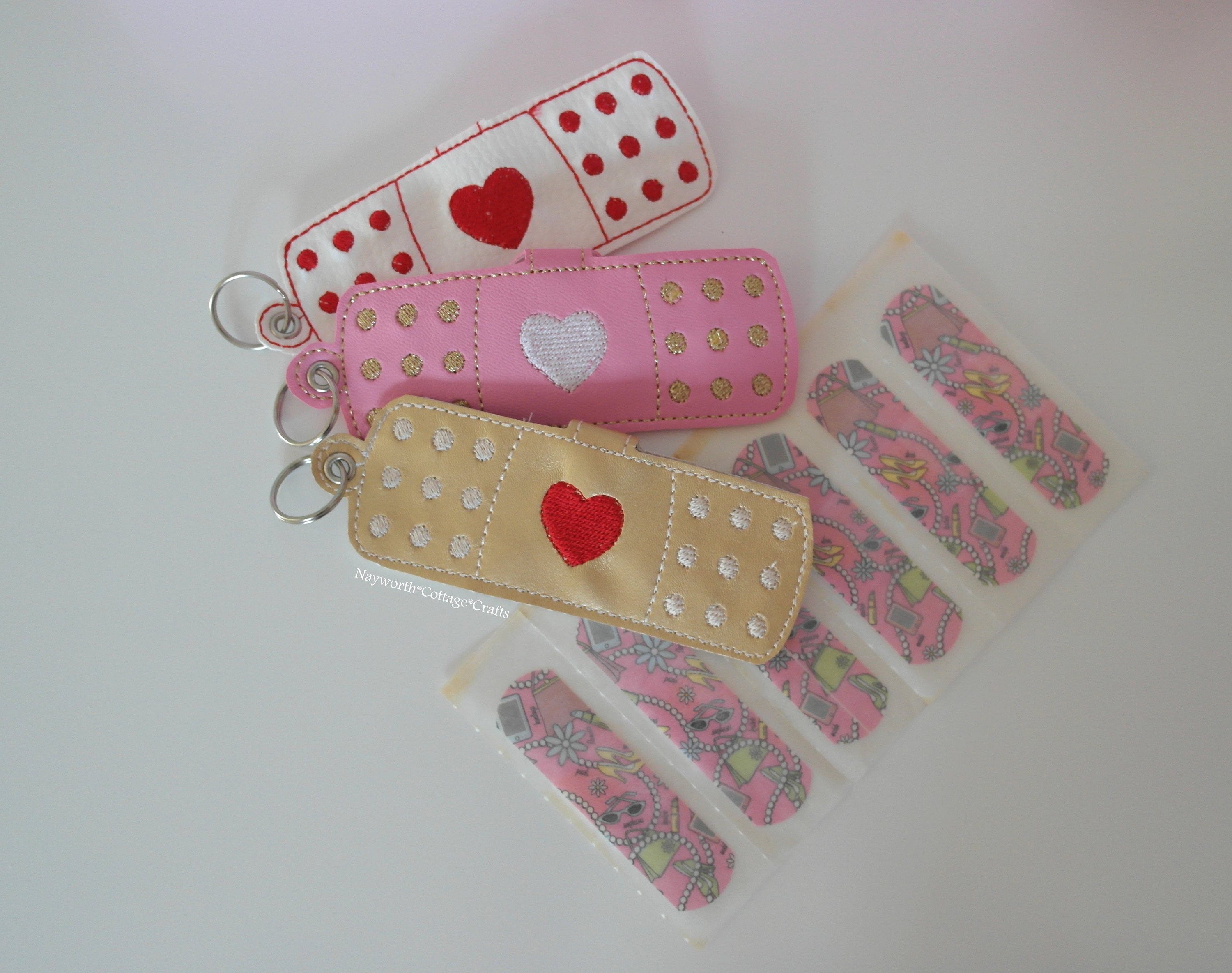 Plaster Band Aid Case Holder Medical Key Ring Fob Embroidery