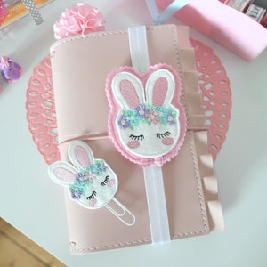 Floral bunny planner band kikkik filofax diary travelers notebook pretty cute paper clip