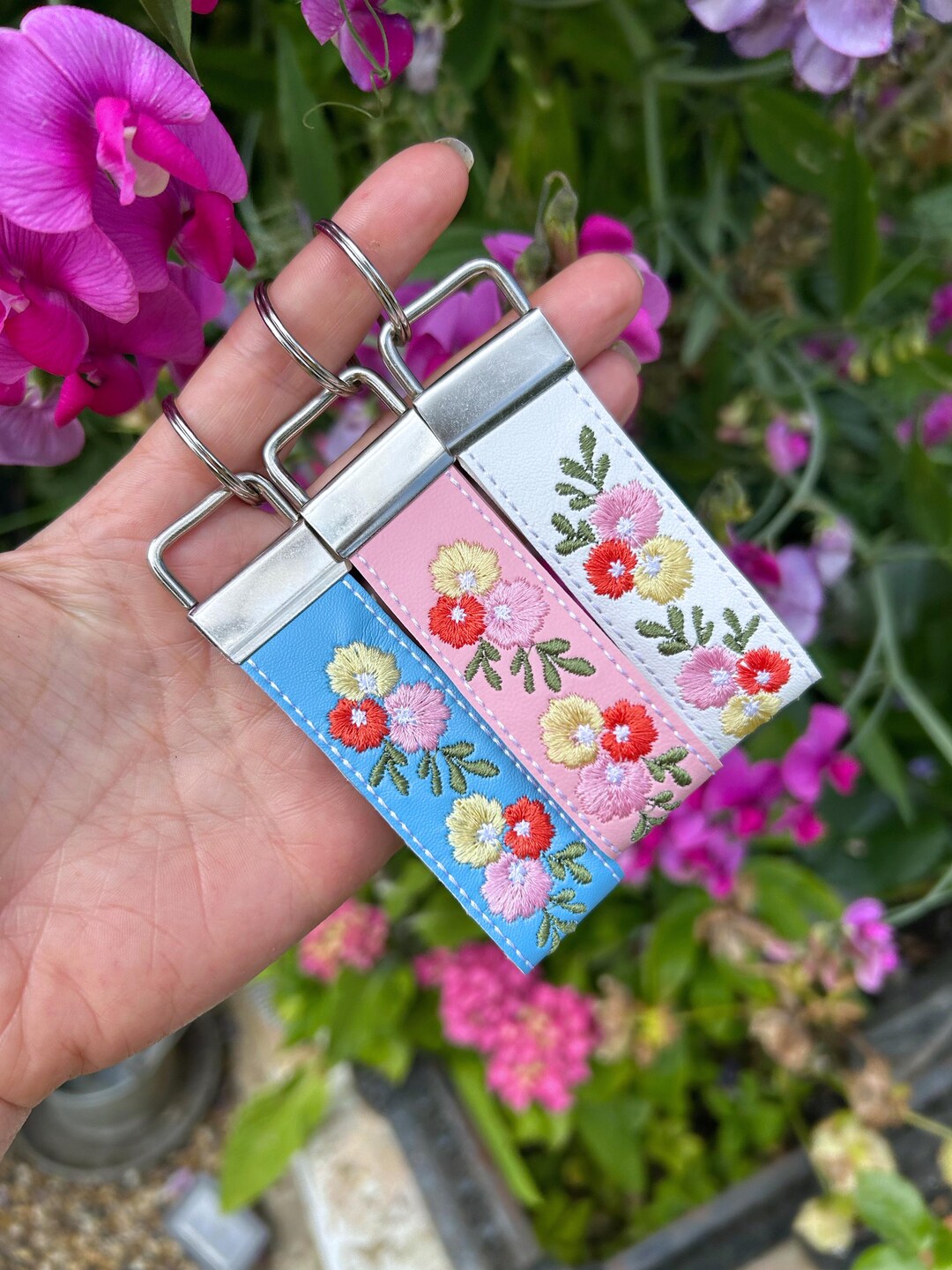 Pretty Floral Key Ring / Ditsy Fob / Keyring / Embroidery / Bag Charm ...