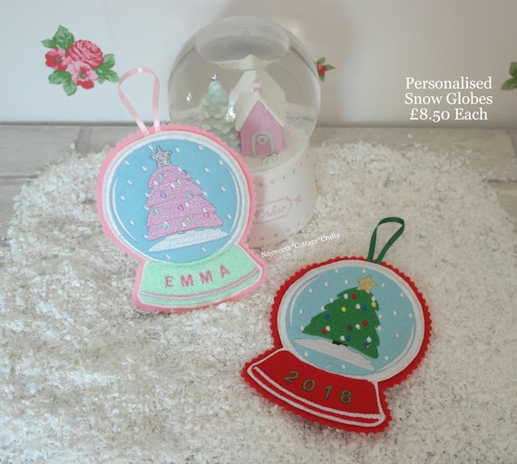 Personalised Christmas Snow Globe Hanging Tree Decoration Etsy