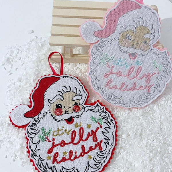 Navidad colgante Vintage Santa claus pastel / rosa / ramita / árbol / decoración / bandeja escalonada / Papá Noel