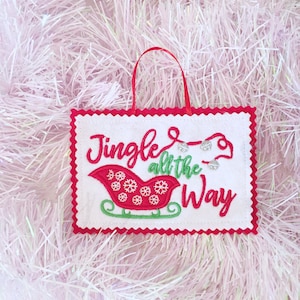 Christmas hanging sign Jingle All The Way / Traditional / tree / decoration / ornament / shabby chic