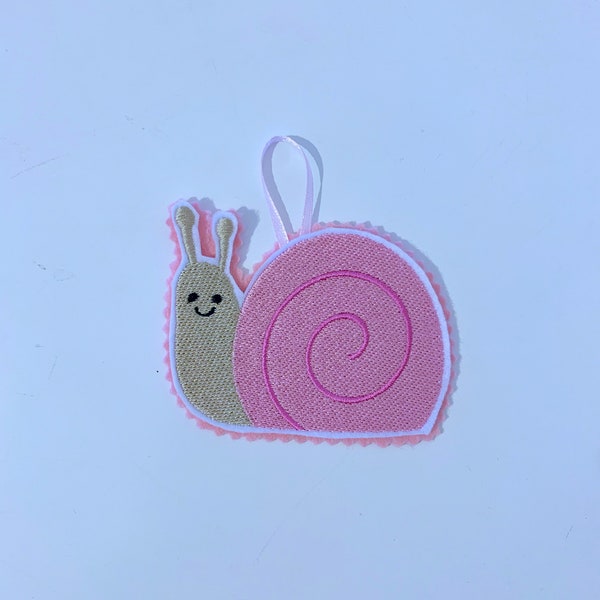 Pink snail Decoration / gift tag /  twig tree hanger / twiggy / felt /flowers