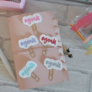 Goals planner paper clip #goals / Embroidery / diary / kawaii  / bookmark / candy