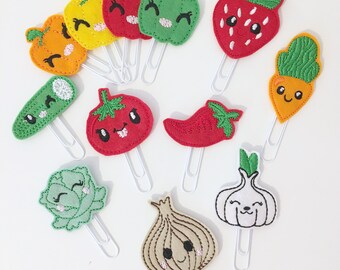 veg vegetable carrot lettuce pepper cucumber sweet planner paper clip / charm / Embroidery / Fruit / diary / kawaii