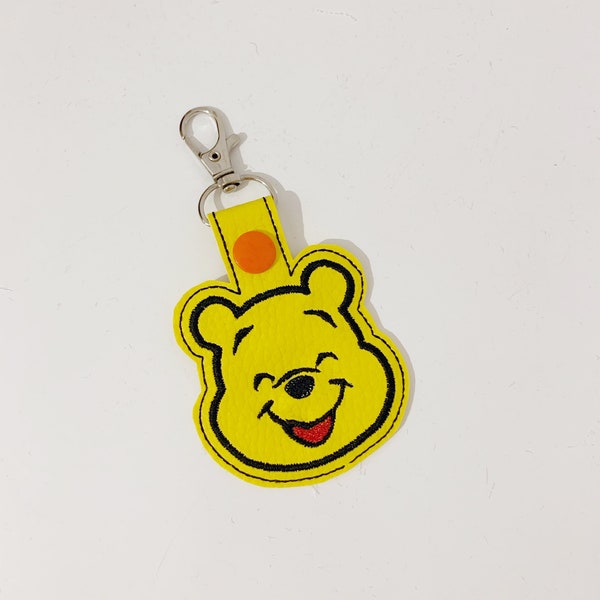 Pooh bear Key Ring / fob key ring / embroidery / chain / keyring / bag charm / planner charm