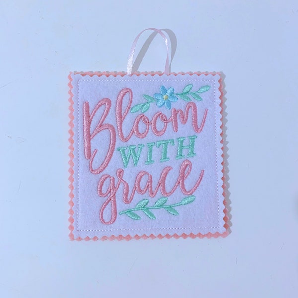 Bloom With Grace Spring Decoration / gift tag /  twig tree hanger / twiggy / felt /flowers