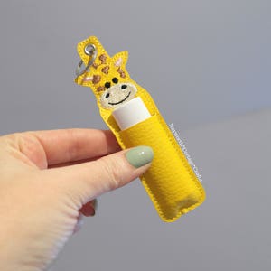 Giraffe chap stick case chapstick or usb holder Key Ring fob keyring embroidery bag charm