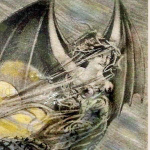 Fab FANTASY Pretty Lady, Bat Wings, Pumpkins, Instant DIGITAL Download, HALLOWEEN